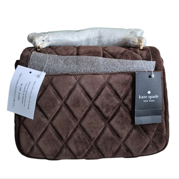 Kate Spade Brown Suede Quilted Shoulder Crossbody Bag - Picture 4 of 14